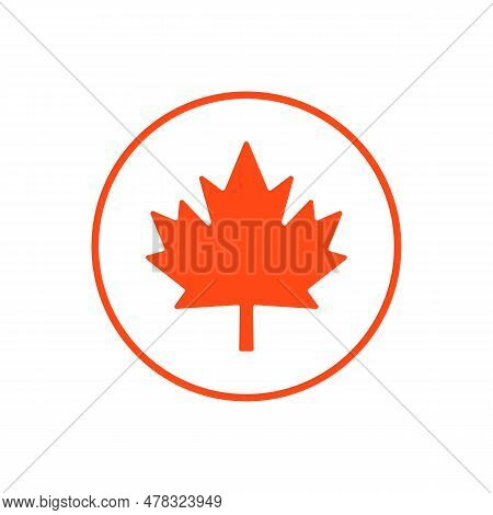 Round Canadian Flag Coin. Maple Leaf. Editable Vector.