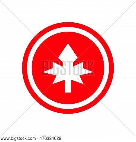 Canadian Coin With Maple Leaf Pattern. Editable Vector.