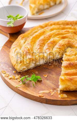 Traditional Feta Cheese Phyllo Pastry Pie, Borek Or Burek