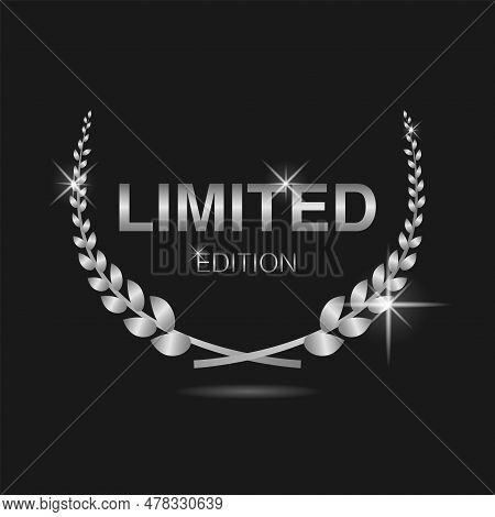 Limited Edition Silver Laurel Wreath Vector Label