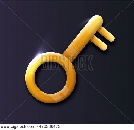 3d Game Key Icon Concept. Inventory For Opening Treasure Chests. Interface For Mobile Software, Ui A