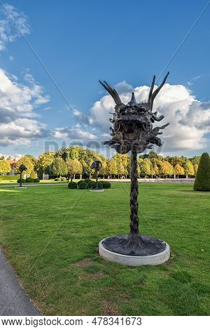 Vienna, Austria - October 09, 2016: Belvedere Palace And Garden With Fountain. Sightseeing Object In