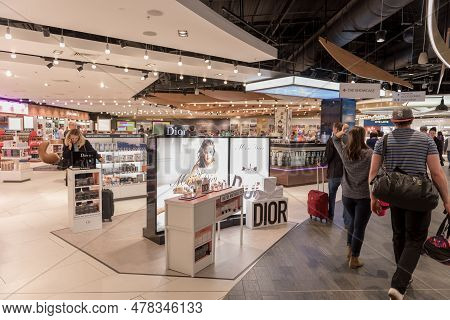 London, England - September 29, 2017: Luton Airport Check Departure Area With Duty Free Shop. London