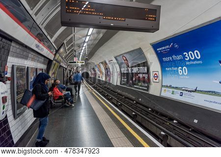 London, England - September 25, 2017: London Underground Station. Marble Arch Subway Stop.