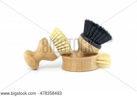 Multiple Dish Brushes For Scrubbing Dishes Or Other Hard-to-clean Surfaces, Isolated On White Backgr