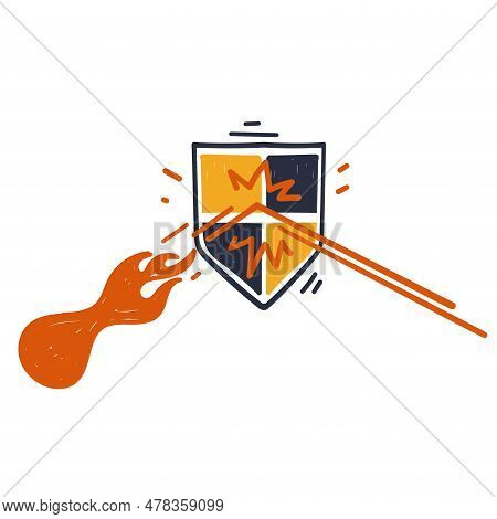 Hand Drawn Doodle Fireproof Shield Illustration Vector