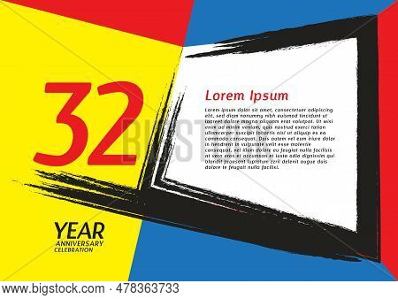 32 Year Anniversary Celebration On Modern Background For Poster, Banner, Leaflet, Flyer, Brochure, W
