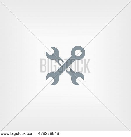 Crossed Wrenches Flat Vector Icon With Shadow