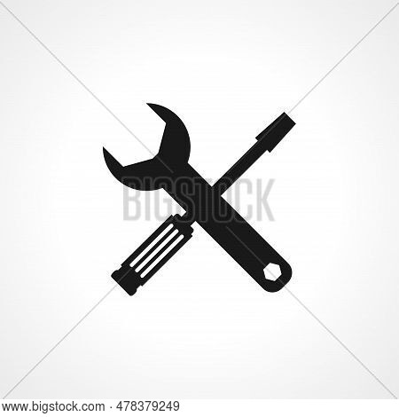 Screwdriver And Wrench Icon. Repair Or Service Simple Vector Icon. Screwdriver And Wrench Isolated I