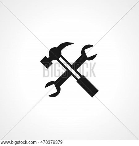 Hammer With Wrench Icon. Repair Or Service Simple Vector Icon. Hammer With Wrench Isolated Icon.