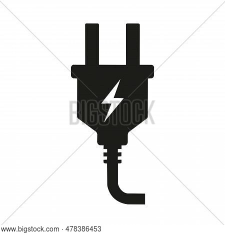 A Black Plug With Two Conectors And A Lightning Sign On A White Background