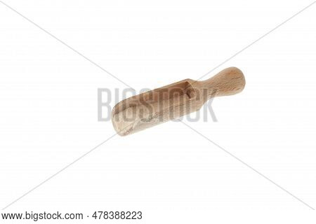 Xanthan Gum Powder In Scoop On White Background. Food Additive E415. Thickening And Suspending Agent