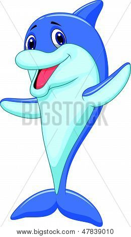 Delfino Cute cartoon sventolando