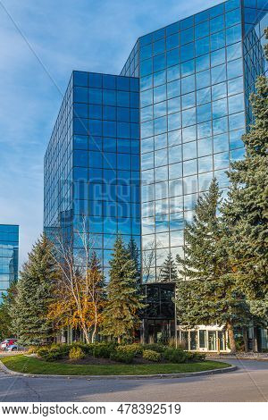 Business Building In Fall Time. Markham, Canada