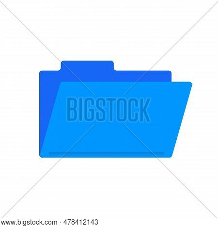 Flat Design Open Blue Folder Icon. Editable Vector.