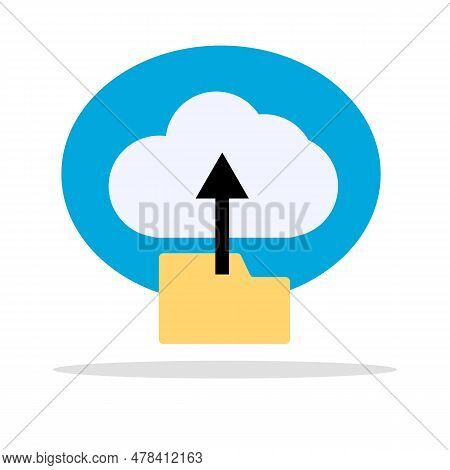 Upload From Folder To Cloud. Cloud Storage And Backup. Editable Vector.