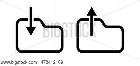 Simple Data Download And Upload Folder Icon Set. Editable Vector.
