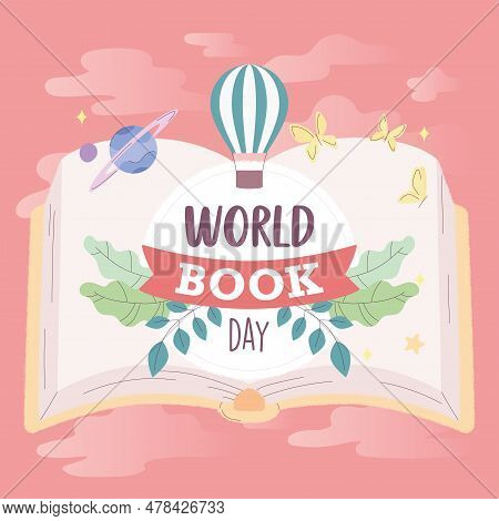 Isolated Open Book With Travel Icons World Book Day Vector Illustration