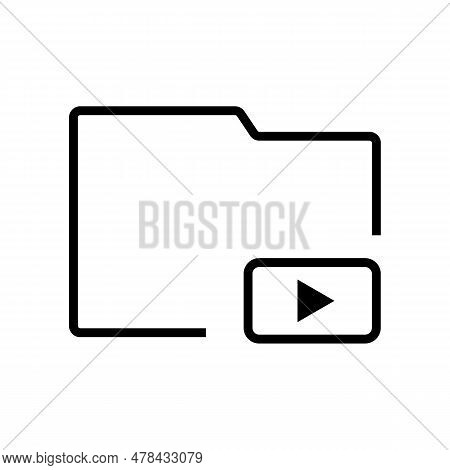 Simple Video Folder Icon. Video Media. Editable Vector.