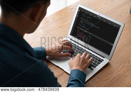 Software Development Programming On Computer Screen For Modish Application And Program Coding
