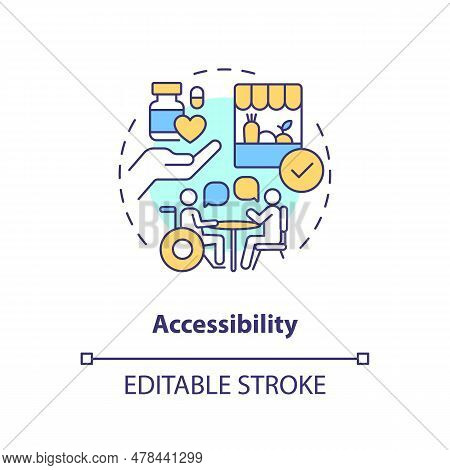Accessibility Concept Icon. No Barrier. Public Service. Help Care. Well Being. Disability Access. So