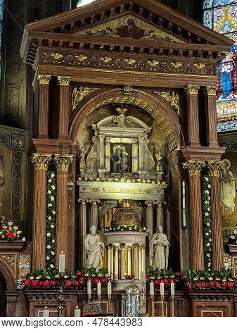Piekary Slaskie, Poland, May 28, 2023: The Main Altar With The Miraculous Image Of The Virgin Mary I