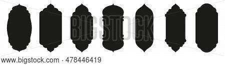 Shape Islamic Door And Window Silhouette Arabic Arch. Collection Of Patterns In Oriental Style. Fram