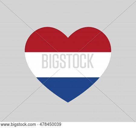 Love Netherlands Symbol, Heart Shape Dutch Flag Icon, Nederlandse Vlag Simple Vector Element