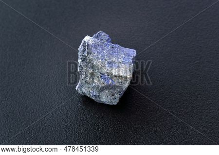 Geology Of Natural Healing Spirituality And Beauty. Untouched Jewels. Dumortierite Rock. Black Backg