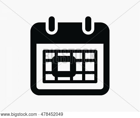 Calendar Deadline Icon. Year Month Day Planner Schedule Date Reminder Appointment Agenda Black White