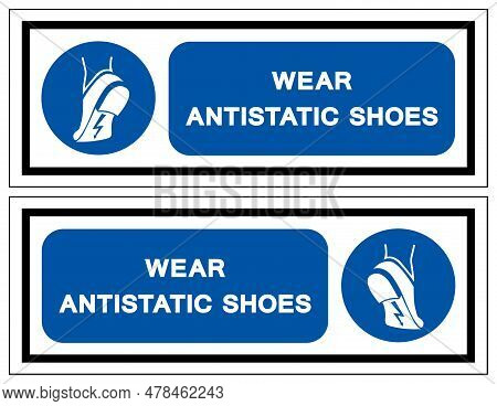 Wear Anti Static Shoes Symbol Sign ,vector Illustration, Isolate On White Background Label. Eps10