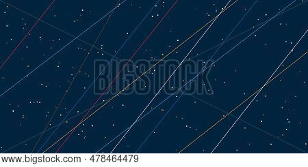 Vector Pattern - Colorful Slanted Lines, Stripes And Random Starlike Dots On A Dark Background - Min