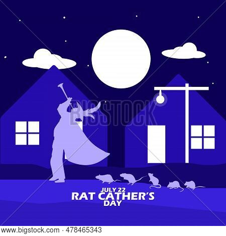A Trumpeter Followed By Rats In The Streets At Night With A Full Moon And Bold Text To Commemorate N