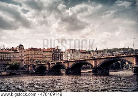 View Of Palacky Bridge At Sunset. Prague, Czech Republic