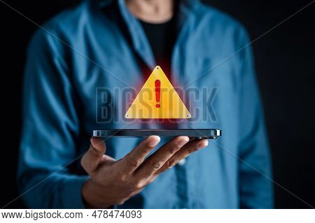 System Warning Caution Sign Symbol Paper Cut Out. Notification Error And Maintenance Concept. Cyber 