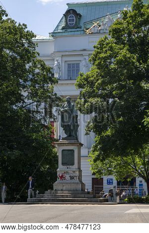 Vienna, Austria - June 13, 2023: Monument To Austrian Engineer Joseph Ressel At The Entrance To The 