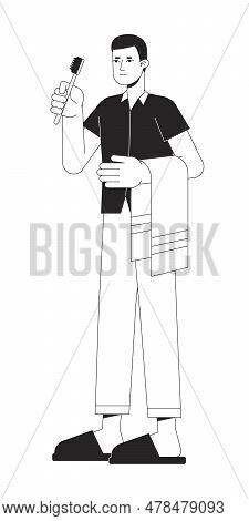 Everyday Routine Flat Line Black White Vector Character