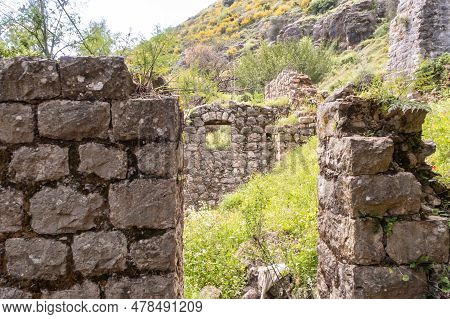 Remains Of An Old Ruined Abandoned Watermill In The Nahal Amud National Natural Park In Western Gali