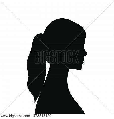 Woman Avatar Profile. Vector Silhouette Of A Woman's Head Or Icon Isolated On A White Background. Sy