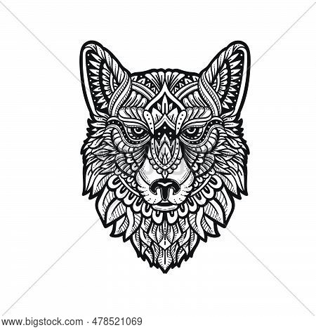 Hand Drawn Wolf Head Zentagle Vector