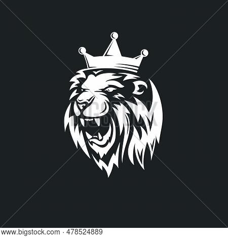 Lion Head With Crown Vector