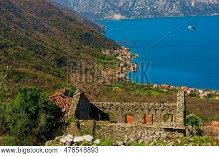 View Of The Bay Of Kotor From The Mountain Village Of Gorny Stoliv, Montenegro