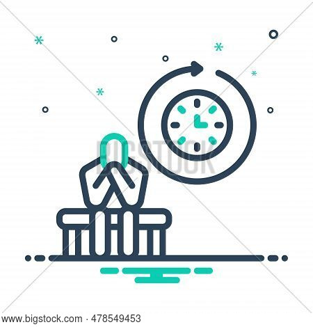 Mix Icon For Longer Wait Countdown Clock Upset Tension People Sit Waiting Frustrated Delay Holdup