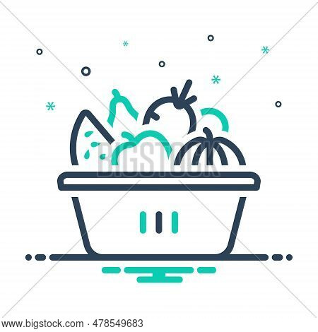 Mix Icon For Dietary Wholesome Food Salutary Eating Vegetable Nutrition Healthy Fruit Basket Healthy