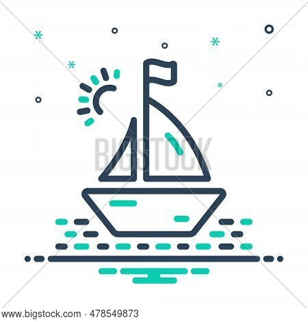 Mix Icon For Marina Boatyard Ship Travel Sea Vessel Transport Yachting Journey Sailboat Water-transp