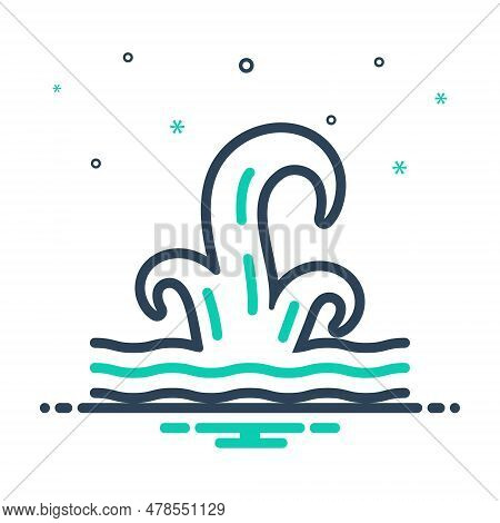 Mix Icon For  Waves Ripple Backwash Surf Water Sea-wave River Ocean Tide Flood Billow Fountain Water