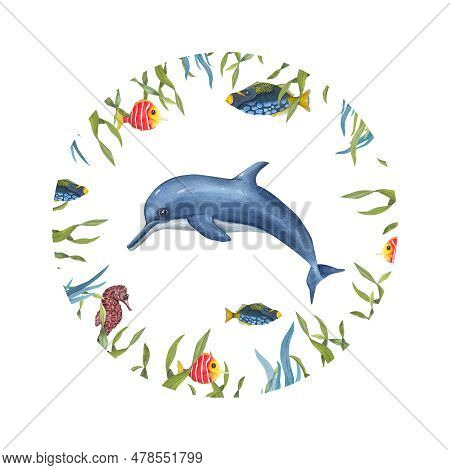 Watercolor Card For Children\\\'s Birthdays Isolated On White Background. Hand Painted Illustration 