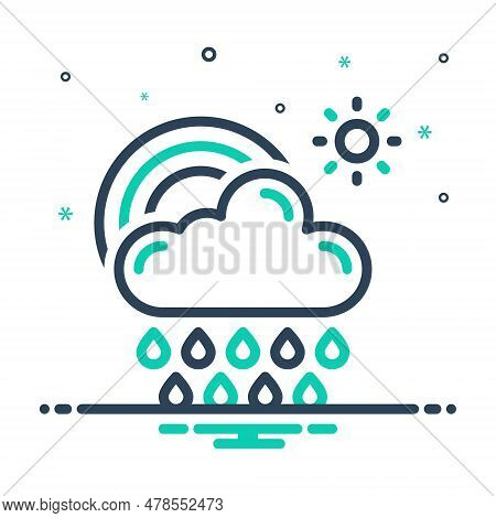 Mix Icon For Precipitation Weather Climate Forecast Rainy Sunny Cloudy Rainfall Raindrops Cloudburst