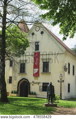 Samobor Croatia - 01 June 2023: Monument Of Ivica Sudnik, One Of The Greatest Samobor Residents, And