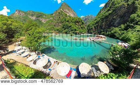 An Aerial Perspective Of The Captivating Shala River Canyon, Nestled In Albanias Kukes County, Near 